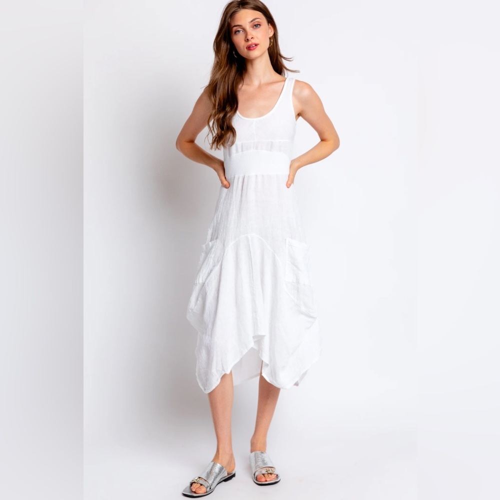 Inizio Linen Magic Dress White - Gem